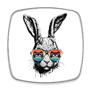 Retro Gaming Hase Mit Sonnenbrille Ostern Geschenk - Viereckiger Kühlschrankmagnet - Weiß - Vorne