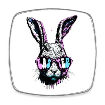 Groovy Rabbit avec lunettes de soleil cadeau de Pâques - Magnet carré - blanc - Devant