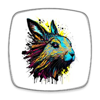 Lapin lapin Cadeau de Pâques Visage de lapin coloré - Magnet carré - blanc - Devant