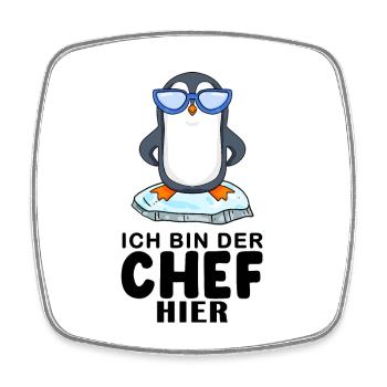 cooler Pinguin Chef Spruch - Viereckiger Kühlschrankmagnet - Weiß - Vorne