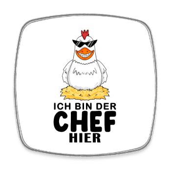 cooles Huhn Chef Spruch - Viereckiger Kühlschrankmagnet - Weiß - Vorne