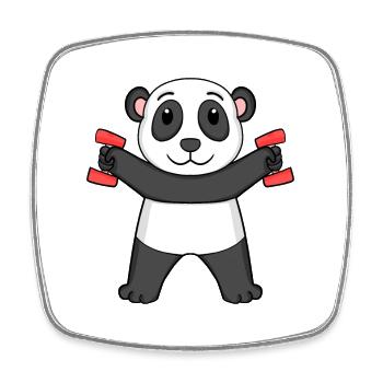 Fitness Motiv Gym Hanteln Motivierend Panda - Viereckiger Kühlschrankmagnet - Weiß - Vorne