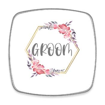 Groom Wedding Engagement Bachelor Party LGBT Gay Gift - Square fridge magnet - white - Front
