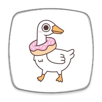 Süße alberne Gans mit Donut um den Hals - Viereckiger Kühlschrankmagnet - Weiß - Vorne