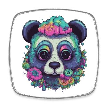 Psychedelischer Panda - Viereckiger Kühlschrankmagnet - Weiß - Vorne