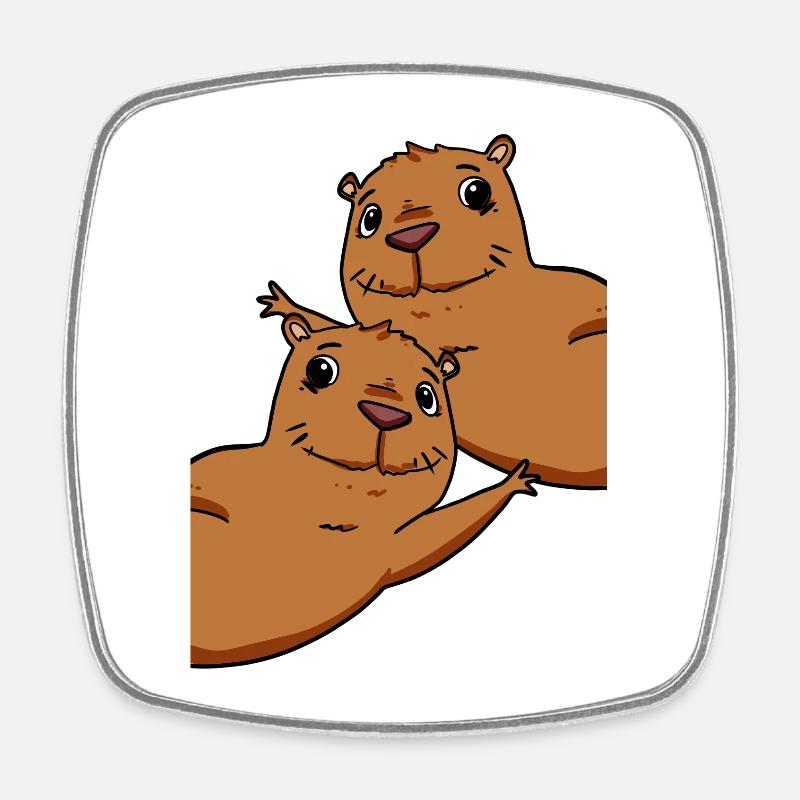 Capybara Wasserschwein - Magnet carré - blanc