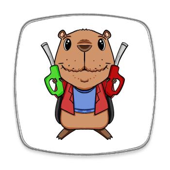 Tankwart Capybara Tankstelle - Viereckiger Kühlschrankmagnet - Weiß - Vorne