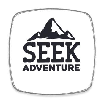Cherche l'aventure - Voyage message inspirant - Magnet carré - blanc - Devant