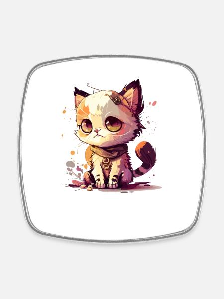 Katze - Viereckiger Kühlschrankmagnet - Weiß