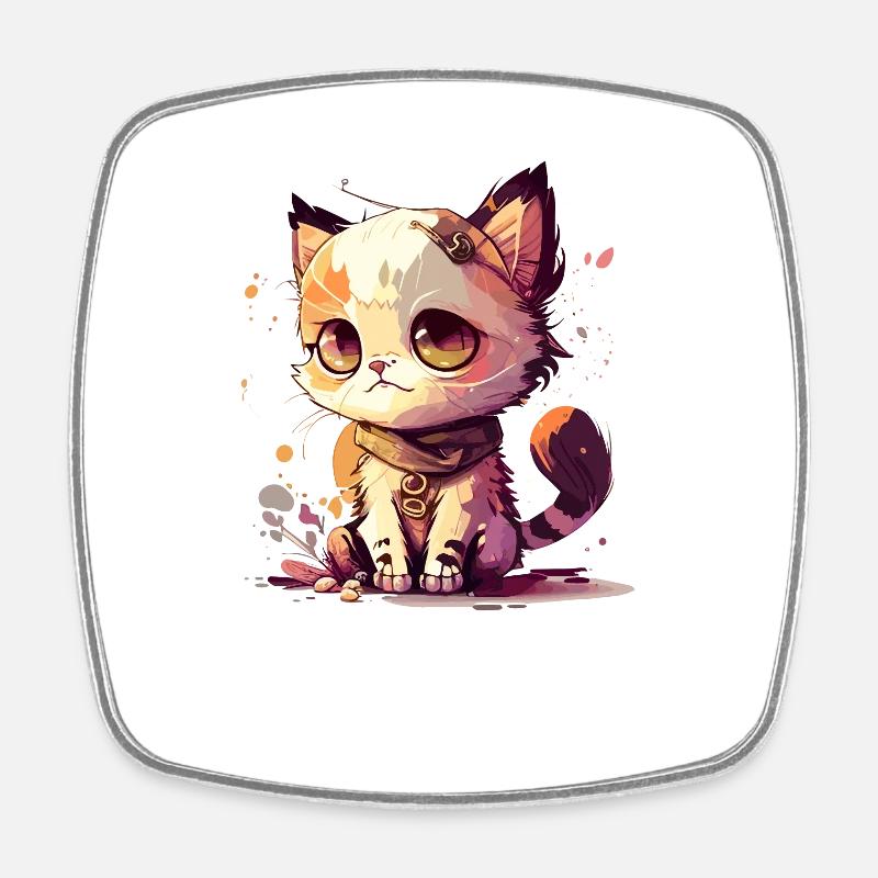 Katze - Viereckiger Kühlschrankmagnet - Weiß