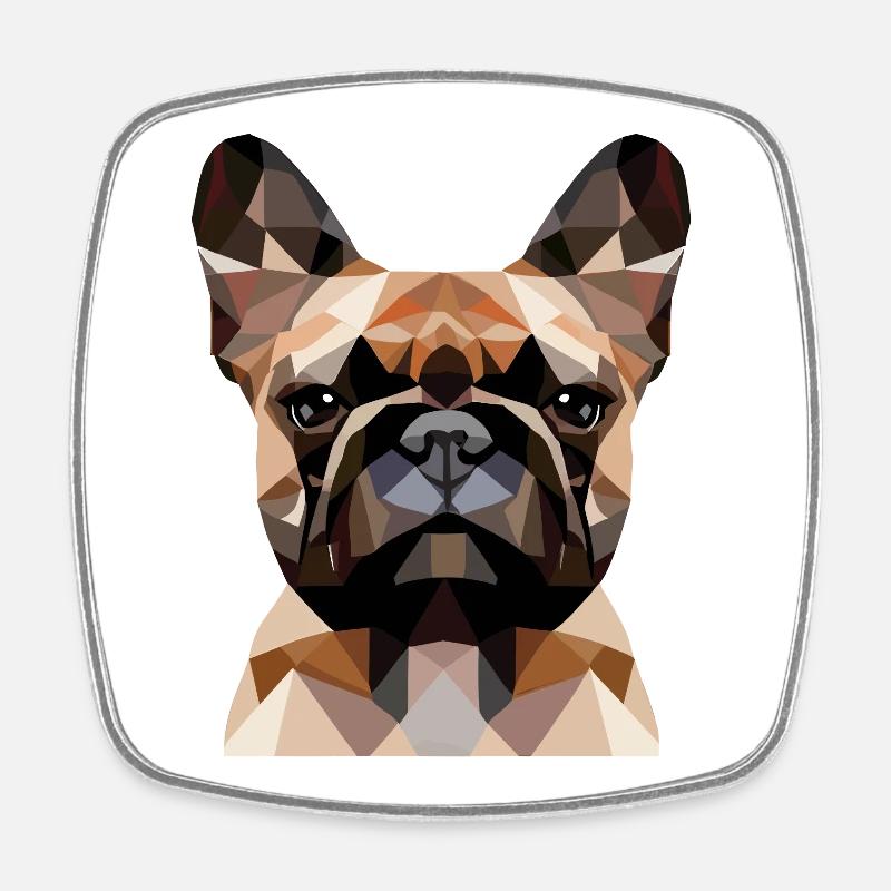Polygone bouledogue français - Magnet carré - blanc