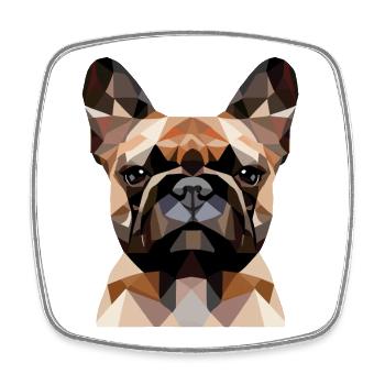 Polygone bouledogue français - Magnet carré - blanc - Devant