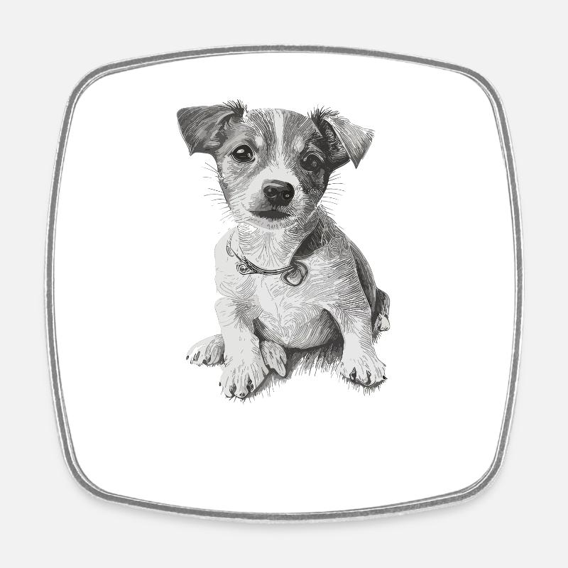Hund - Viereckiger Kühlschrankmagnet - Weiß
