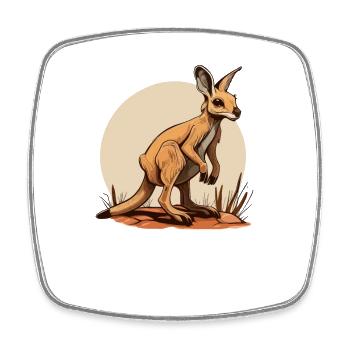 Kangaroo comic cartoon style - Square fridge magnet - white - Front