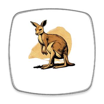 Kangaroo comic cartoon style - Square fridge magnet - white - Front