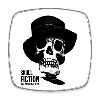 Totenkopf Skull Fiction Totenschädel - Viereckiger Kühlschrankmagnet - Weiß - Vorne