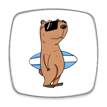 Capybara Wasserschwein Surfer Motiv - Viereckiger Kühlschrankmagnet - Weiß - Vorne