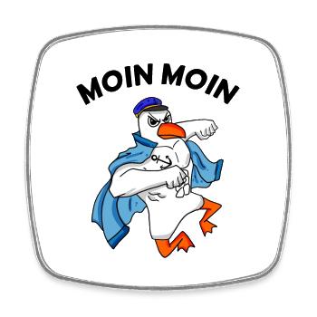 Moin Möwe Nordsee Kapitän - Viereckiger Kühlschrankmagnet - Weiß - Vorne