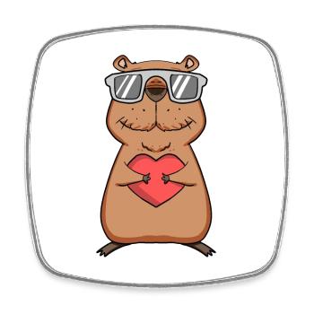 Motif de cœur Capybara capybara - Magnet carré - blanc - Devant