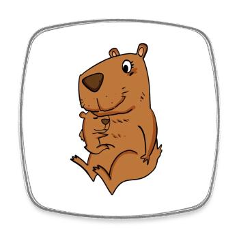 Family - Capybara with baby Capybara - Square fridge magnet - white - Front