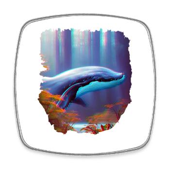 Surrealismus Kunst Wal im Wald - Viereckiger Kühlschrankmagnet - Weiß - Vorne