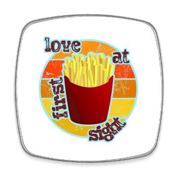 Pommes - French Fries - Viereckiger Kühlschrankmagnet - Weiß - Vorne