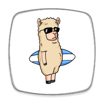 Surfboard Alpaca Surfing - Square fridge magnet - white - Front