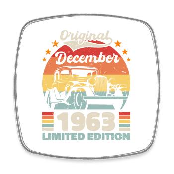 Dezember 1963 Geburtstagsgeschenk Dezember 1963 - Viereckiger Kühlschrankmagnet - Weiß - Vorne
