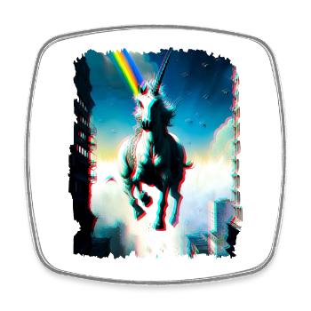 Licorne Fantaisie Arc-en-ciel Art - Magnet carré - blanc - Devant