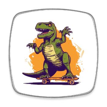Skateboarding Cooler Skateboarder T Rex Dinosaurier - Viereckiger Kühlschrankmagnet - Weiß - Vorne