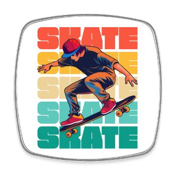 Skateboarding Cool Skater Boy Bunt - Viereckiger Kühlschrankmagnet - Weiß - Vorne