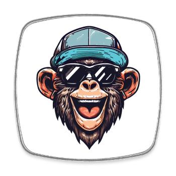 Drôle de singe - Magnet carré - blanc - Devant