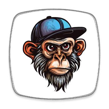 Drôle de singe - Magnet carré - blanc - Devant