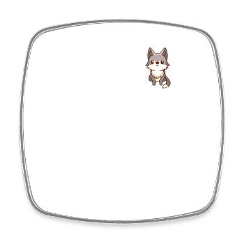 Mignon Wolf Wolfhound Kawaii Husky Design Pocket - Magnet carré - blanc - Devant