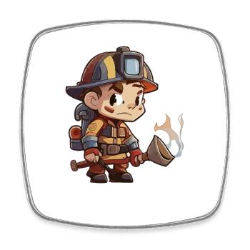 Style Fireman Cartoon - Magnet carré - blanc - Devant