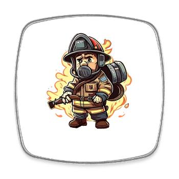 Style Fireman Cartoon - Magnet carré - blanc - Devant