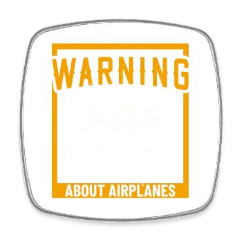 Kann spontan anfangen, über Flugzeuge zu sprechen - Viereckiger Kühlschrankmagnet - Weiß - Vorne
