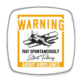 Kann spontan anfangen, über Flugzeuge zu sprechen - Viereckiger Kühlschrankmagnet - Weiß - Vorne