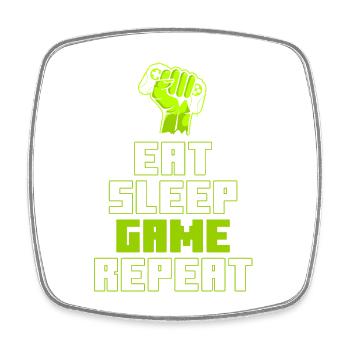 Eat Sleep Game Repeat - Square fridge magnet - white - Front
