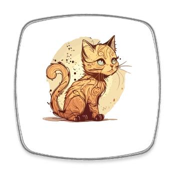 Cat in comic style - Square fridge magnet - white - Front