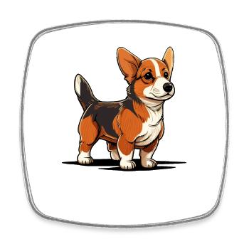 Chien dans le style comique - Magnet carré - blanc - Devant