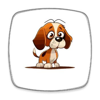 Chien dans le style comique - Magnet carré - blanc - Devant