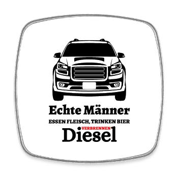 Echte Männer Essen Fleisch Trinken Bier ... - Viereckiger Kühlschrankmagnet - Weiß - Vorne