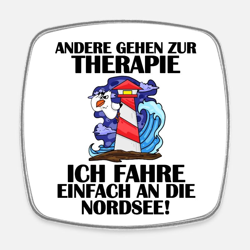 Nordsee Leuchtturm Möwe - Viereckiger Kühlschrankmagnet - Weiß