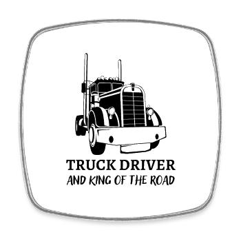 Truck Driver and King of the Road - Square fridge magnet - white - Front
