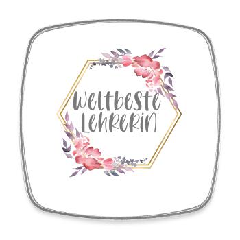 Weltbeste Lehrerin Schule Pädagogin Geschenk - Viereckiger Kühlschrankmagnet - Weiß - Vorne