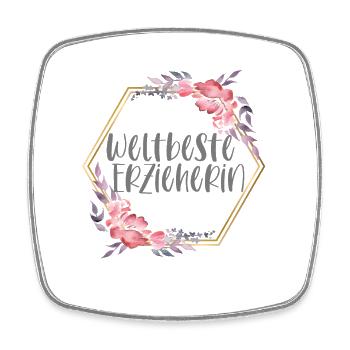 Weltbeste Erzieherin Kindergarten KITA Geschenk - Viereckiger Kühlschrankmagnet - Weiß - Vorne