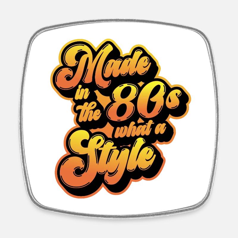 Made in the 80s Fin farbenfroh - Viereckiger Kühlschrankmagnet - Weiß