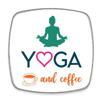 Yoga and Coffee - Square fridge magnet - white - Front