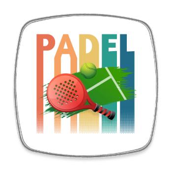 Padel Tennis Retro Vintage - Viereckiger Kühlschrankmagnet - Weiß - Vorne